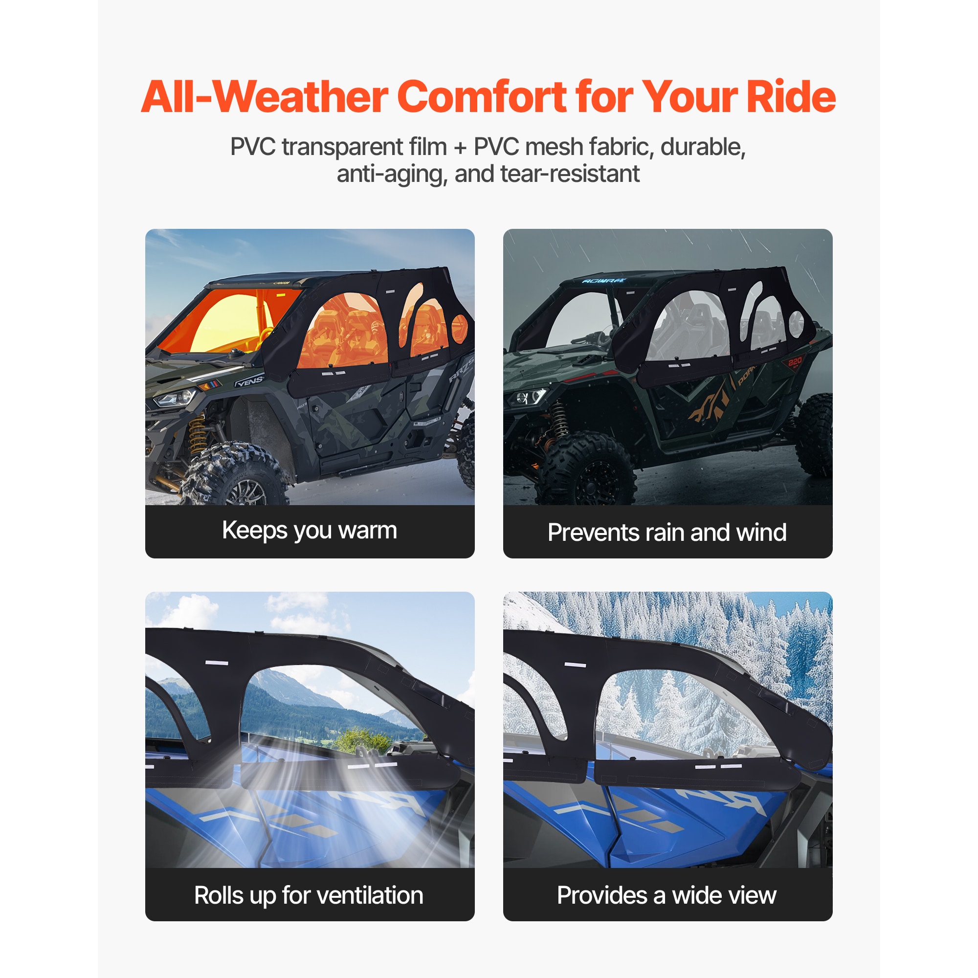Upper Door Enclosure Set For Polaris Rzr Pro And Turbo Models_voghion.com